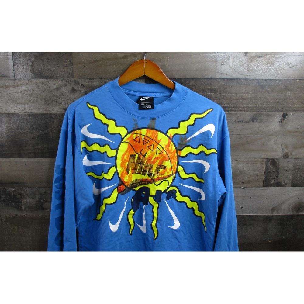 Nike Shirt Mens Medium Blue Air Long Sleeve Sunburst Just Do It DC2721-435